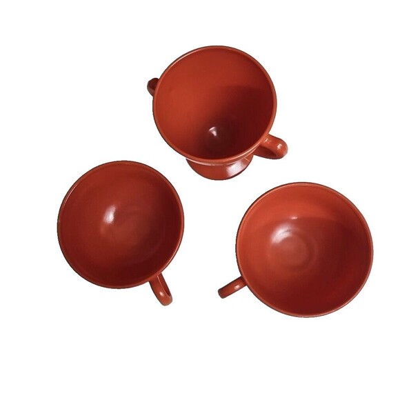 Hazel Atlas Ovide rust vintage set 2 cups w/ open sugar bowl - Picture 4 of 7